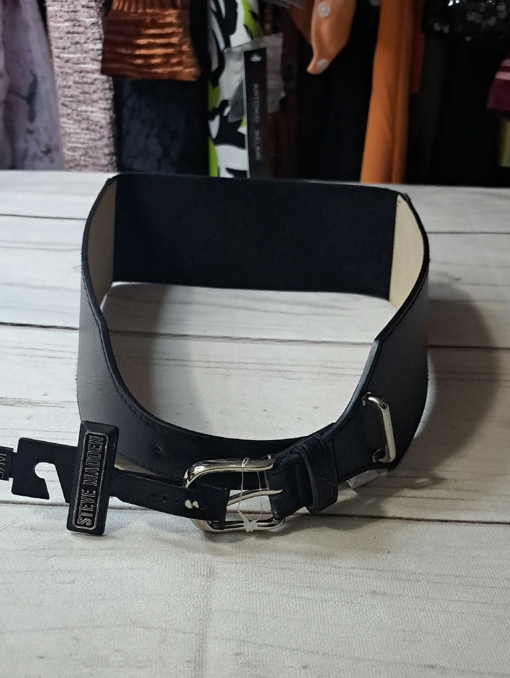 Steve Madden Black Wide Belt With Stretch Back Size S/M